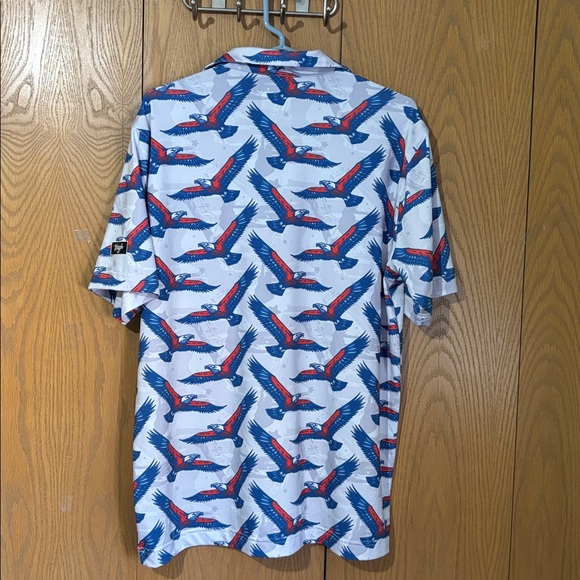 Liberty Waggle golf pro Men's L Blue and Red eagle short sleeved shirt - Picture 5 of 5